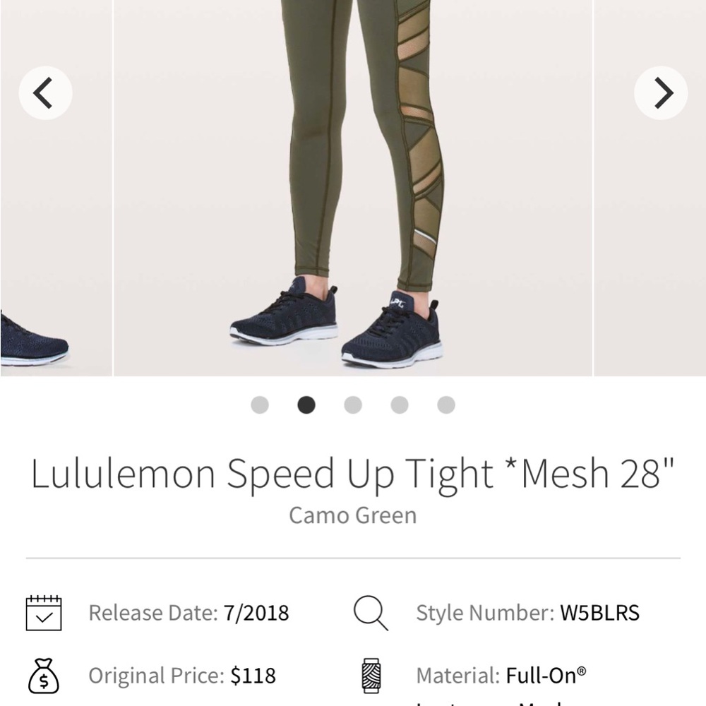 Lululemon Olive Mesh Leggings